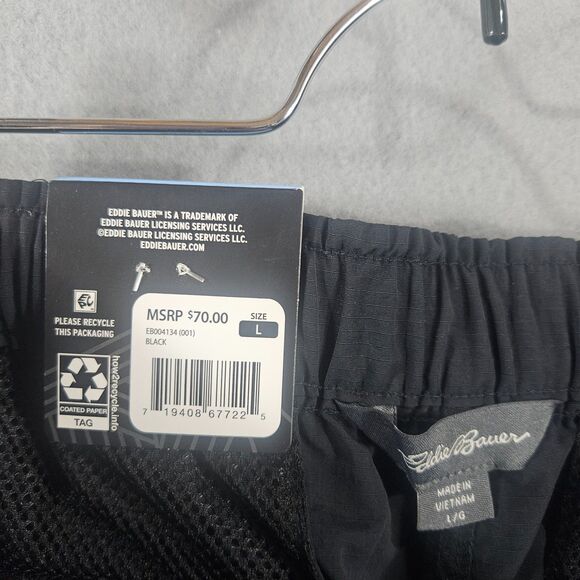 New L.L. Bean L Ripstop Tech Short Black Nylon Casual 8" Shorts UPF+ - Picture 2 of 7